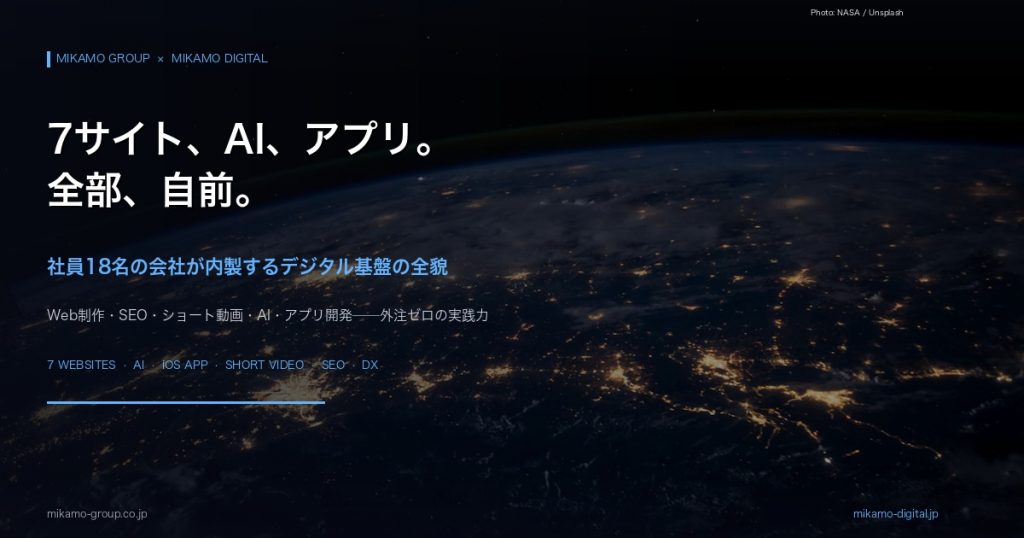 みかもデジタル｜7サイト・AI・アプリ開発を社員18名で内製する株式会社みかものデジタル基盤
